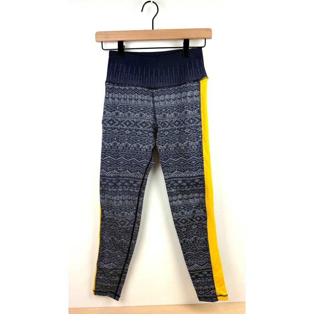 Avocado M/L‎ Yoga Pants High Waist Pattern Athletic Yellow Stripe Leggings